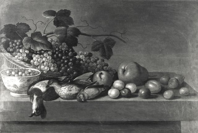 A. C. Cooper — van Schooten Floris Gerritsz. - sec. XVII - Natura morta con cesto d'uva, ciotola di fragole, frutta e selvaggina — insieme